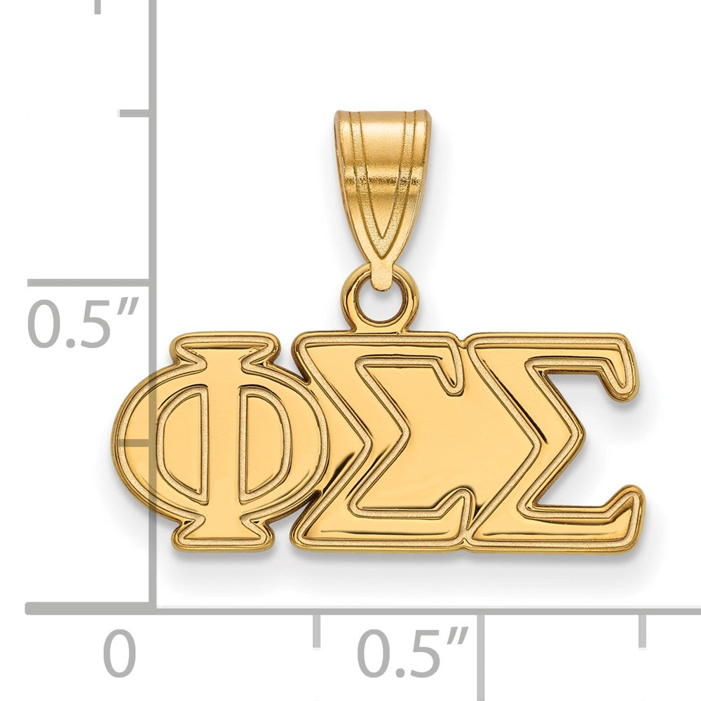 Alternate view of the 14K Plated Silver Phi Sigma Sigma Medium Greek Letters Pendant by The Black Bow Jewelry Co.