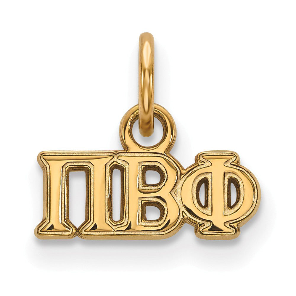 14K Gold Plated Silver Pi Beta Phi XS (Tiny) Greek Letters Charm, Item P27098 by The Black Bow Jewelry Co.