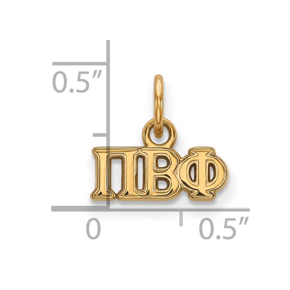 Alternate view of the 14K Gold Plated Silver Pi Beta Phi XS (Tiny) Greek Letters Charm by The Black Bow Jewelry Co.