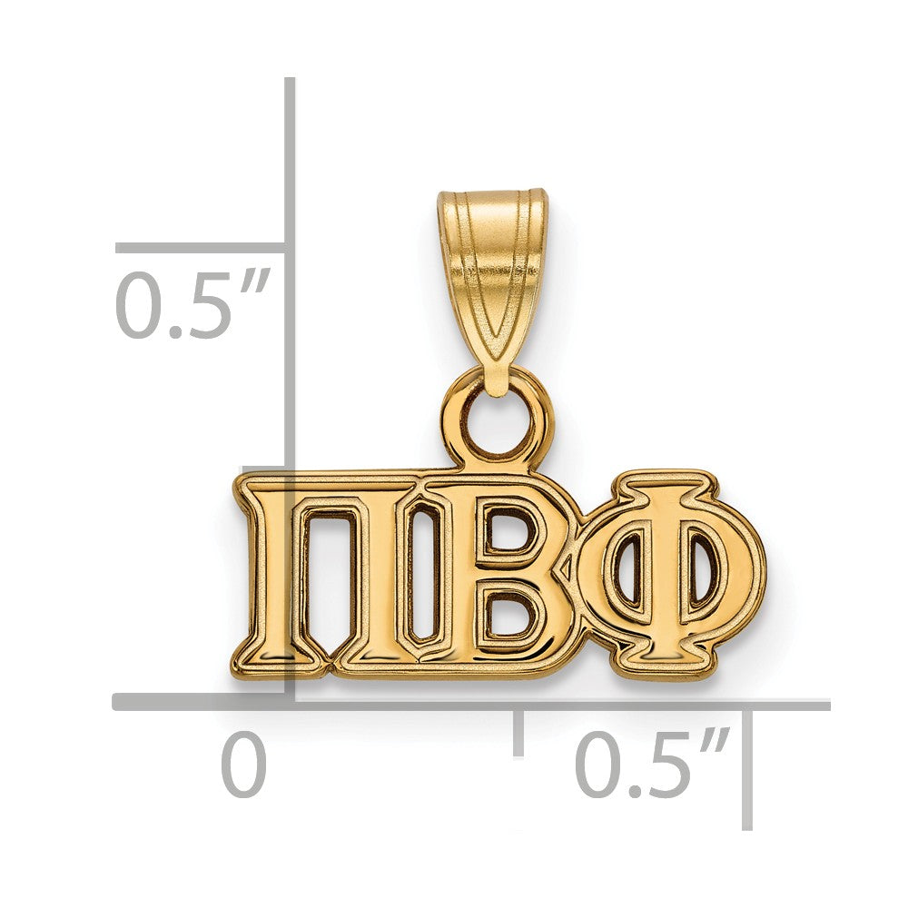 Alternate view of the 14K Plated Silver Pi Beta Phi Small Greek Letters Pendant by The Black Bow Jewelry Co.