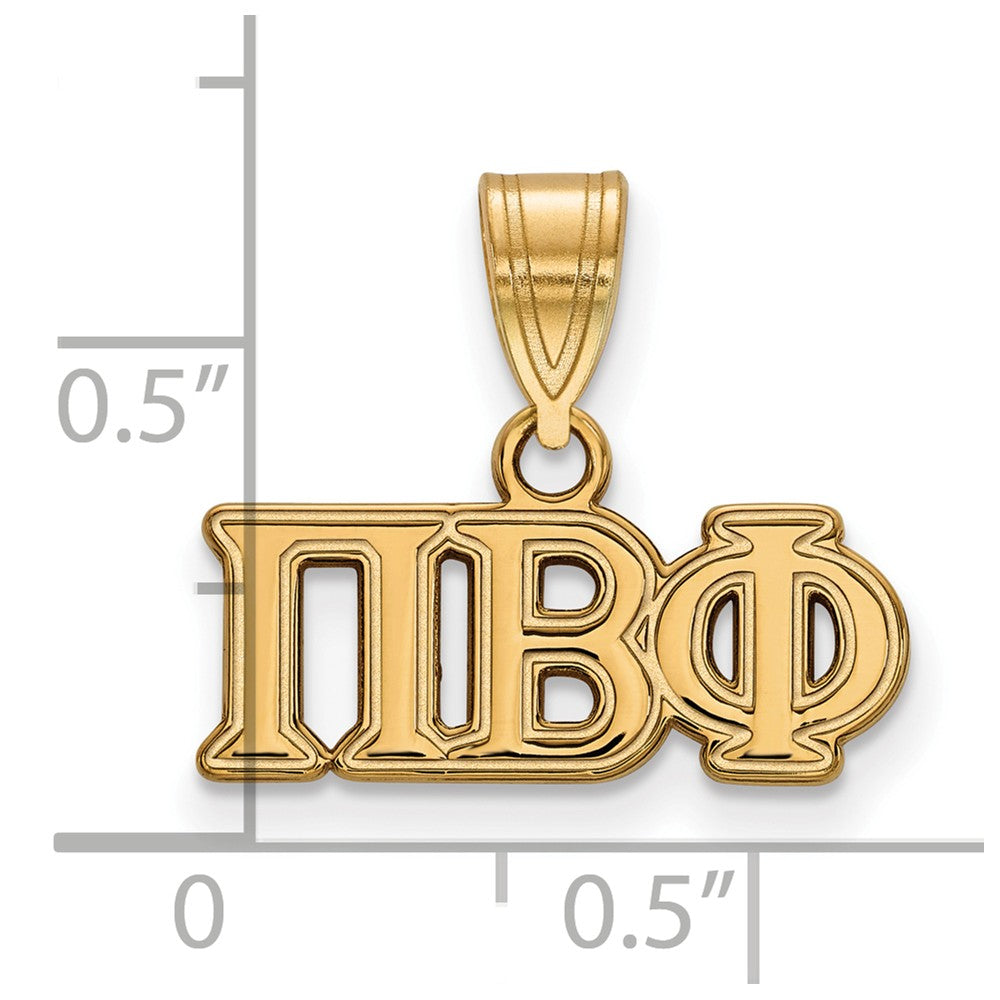 Alternate view of the 14K Plated Silver Pi Beta Phi Medium Greek Letters Pendant by The Black Bow Jewelry Co.