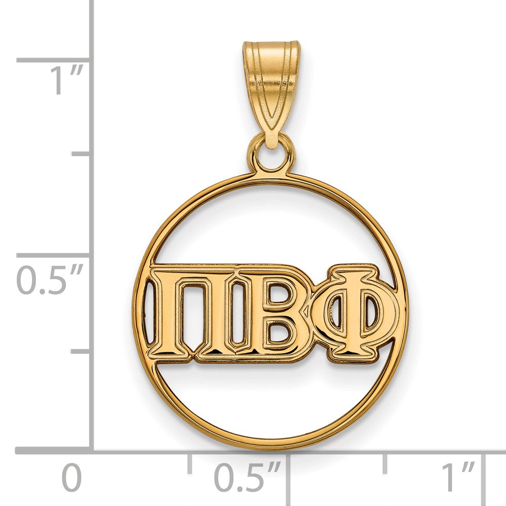 Alternate view of the 14K Plated Silver Pi Beta Phi Medium Circle Greek Letters Pendant by The Black Bow Jewelry Co.