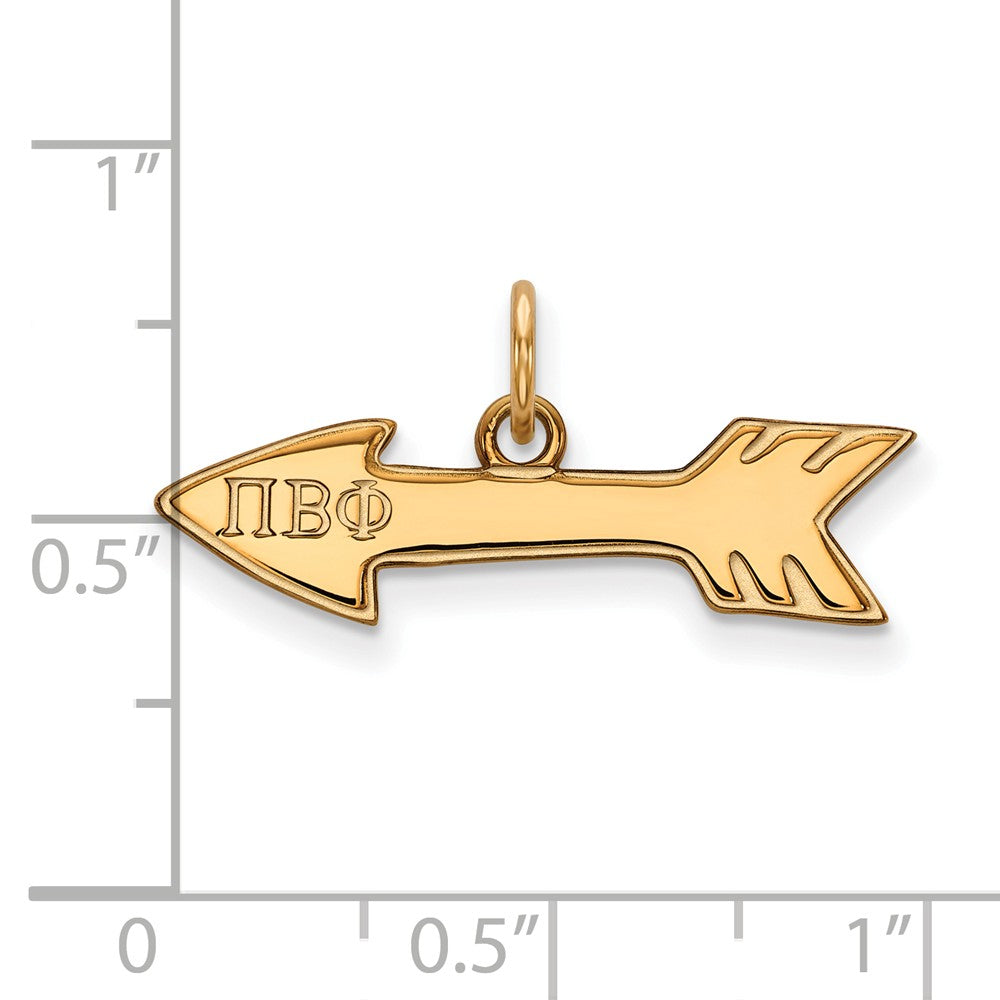 Alternate view of the 14K Gold Plated Silver Pi Beta Phi XS (Tiny) Charm or Pendant by The Black Bow Jewelry Co.