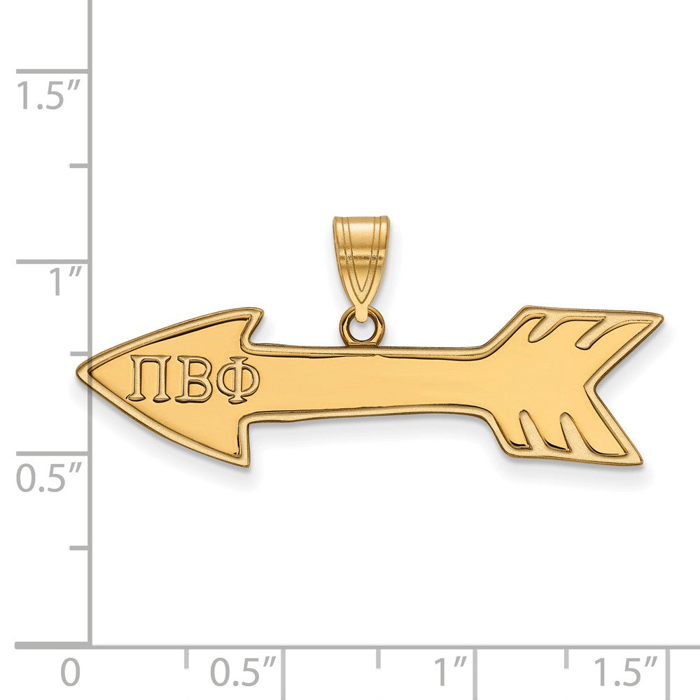 Alternate view of the 14K Plated Silver Pi Beta Phi Medium Pendant by The Black Bow Jewelry Co.