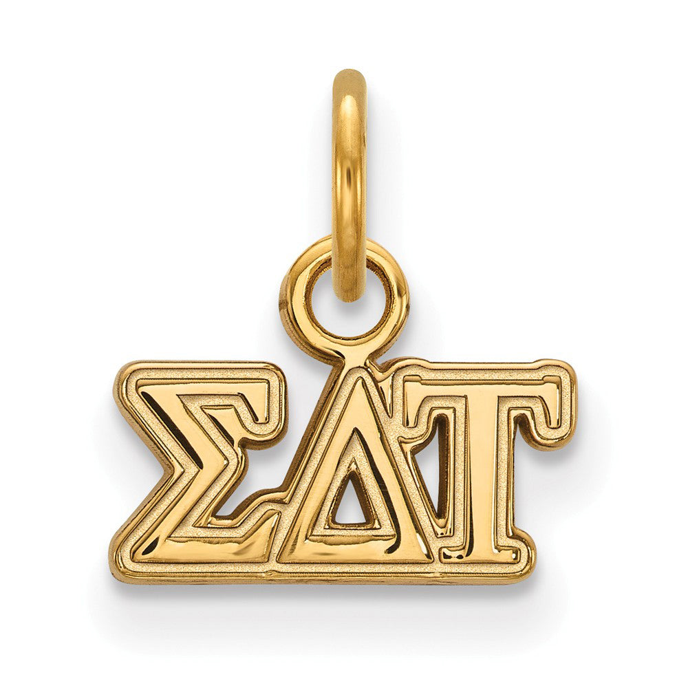 14K Gold Plated Silver Sigma Delta Tau XS (Tiny) Greek Letters Charm, Item P27108 by The Black Bow Jewelry Co.