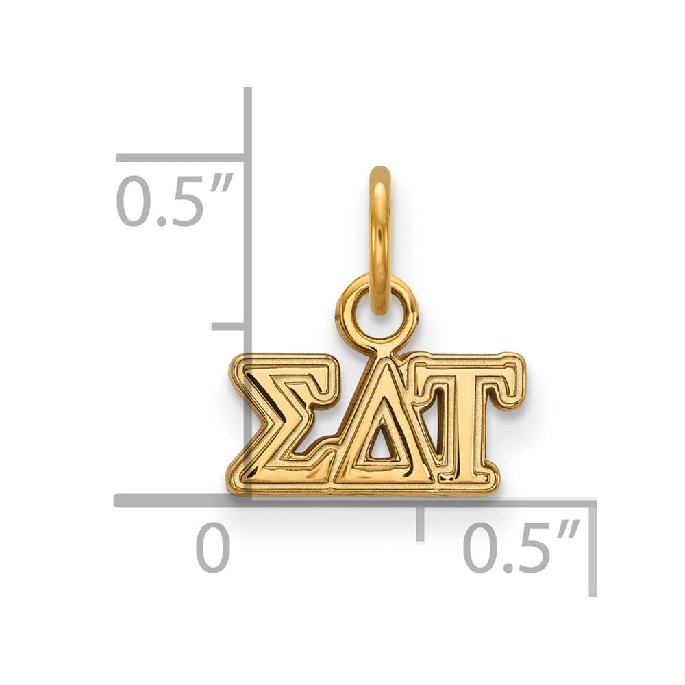 Alternate view of the 14K Gold Plated Silver Sigma Delta Tau XS (Tiny) Greek Letters Charm by The Black Bow Jewelry Co.