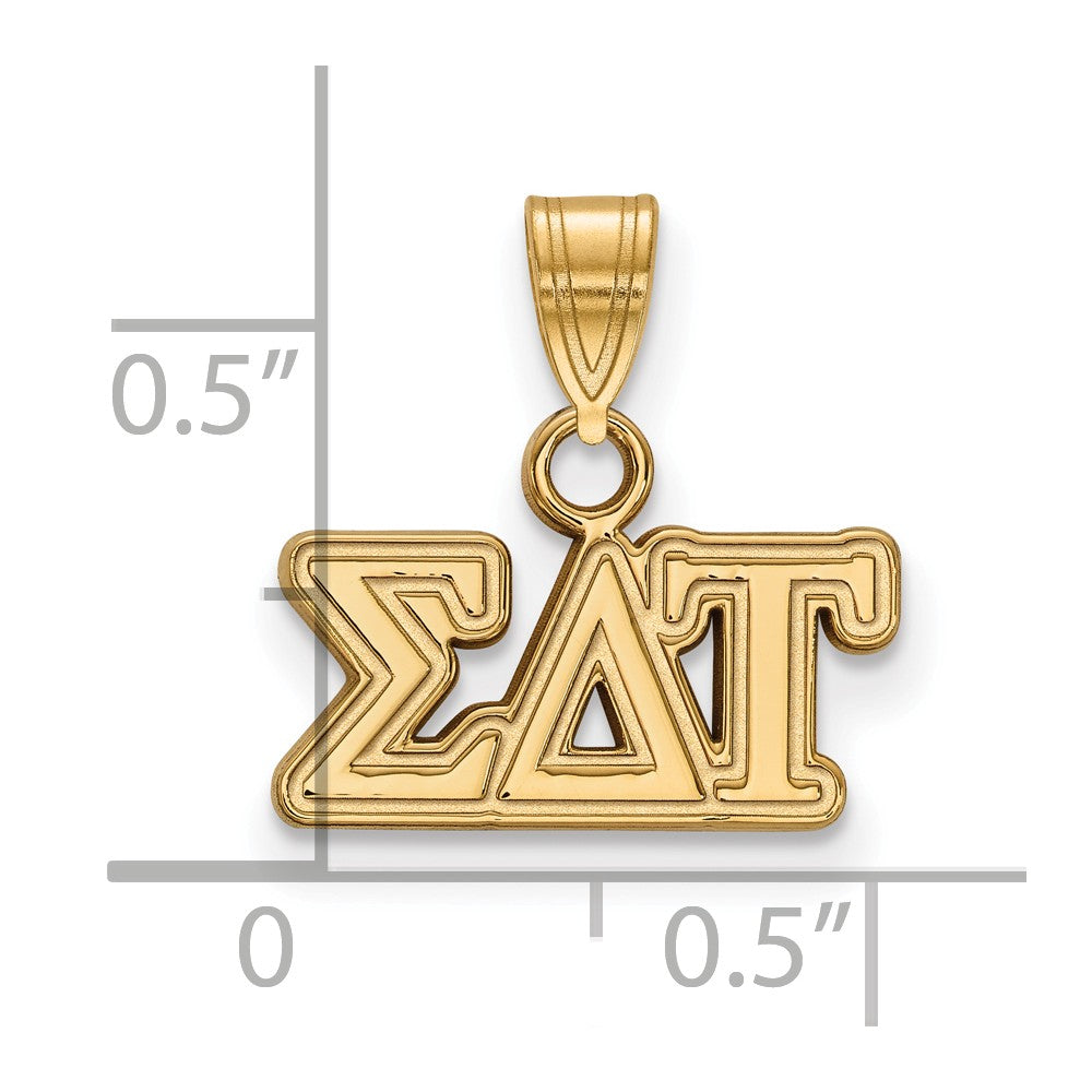 Alternate view of the 14K Plated Silver Sigma Delta Tau Small Greek Letters Pendant by The Black Bow Jewelry Co.