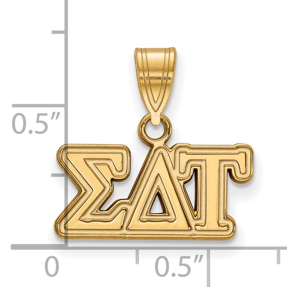Alternate view of the 14K Plated Silver Sigma Delta Tau Medium Greek Letters Pendant by The Black Bow Jewelry Co.