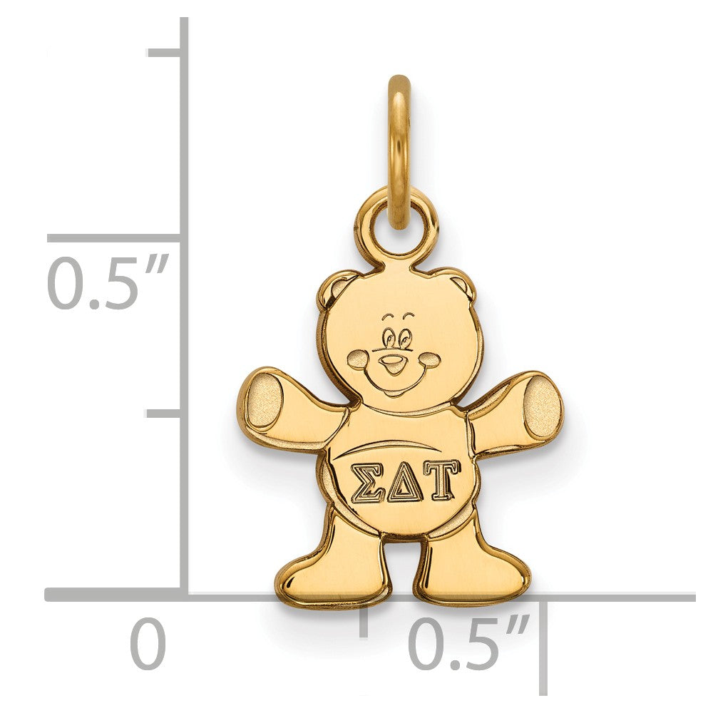 Alternate view of the 14K Gold Plated Silver Sigma Delta Tau XS (Tiny) Charm or Pendant by The Black Bow Jewelry Co.