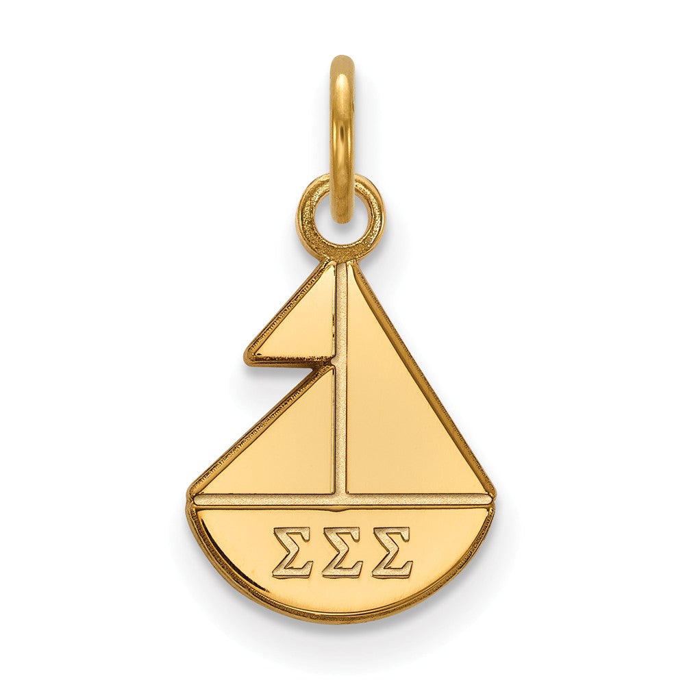 14K Gold Plated Silver Sigma Sigma Sigma XS (Tiny) Charm or Pendant, Item P27128 by The Black Bow Jewelry Co.