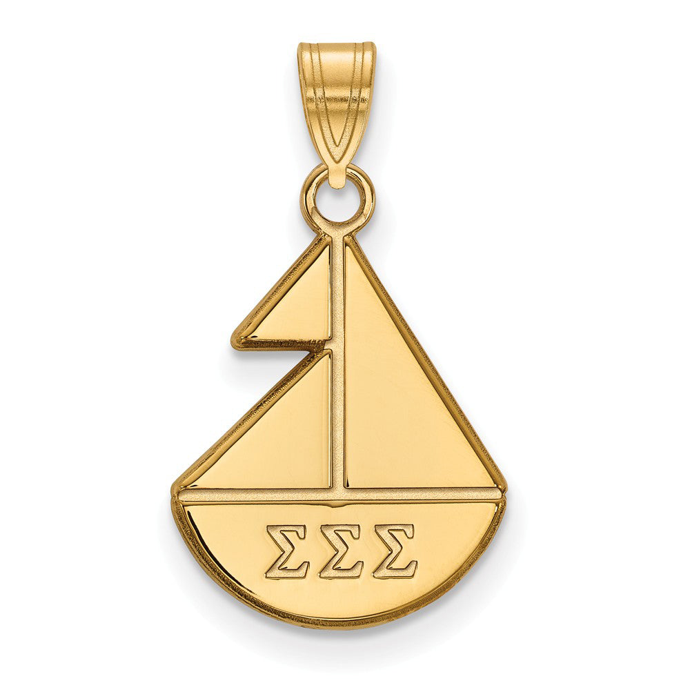 14K Plated Silver Sigma Sigma Sigma Small Pendant, Item P27129 by The Black Bow Jewelry Co.