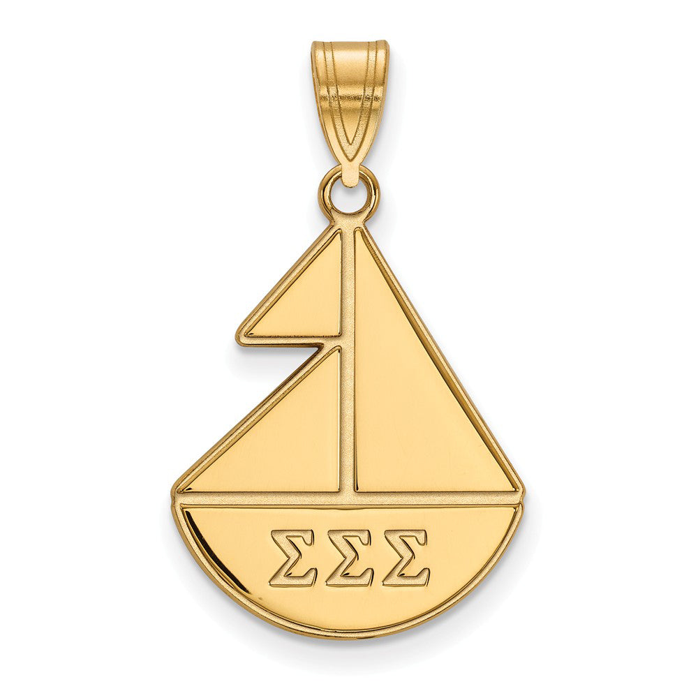 14K Plated Silver Sigma Sigma Sigma Medium Pendant, Item P27130 by The Black Bow Jewelry Co.