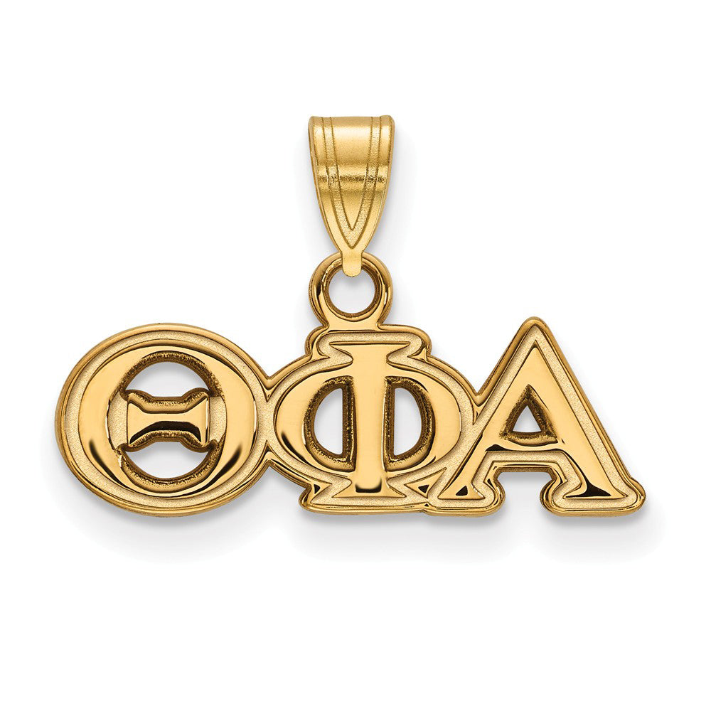 14K Plated Silver Theta Phi Alpha Small Greek Letters Pendant, Item P27134 by The Black Bow Jewelry Co.