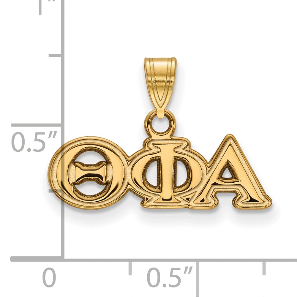 Alternate view of the 14K Plated Silver Theta Phi Alpha Small Greek Letters Pendant by The Black Bow Jewelry Co.