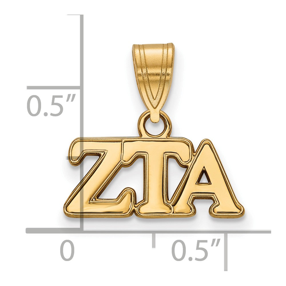 Alternate view of the 14K Plated Silver Zeta Tau Alpha Medium Greek Letters Pendant by The Black Bow Jewelry Co.
