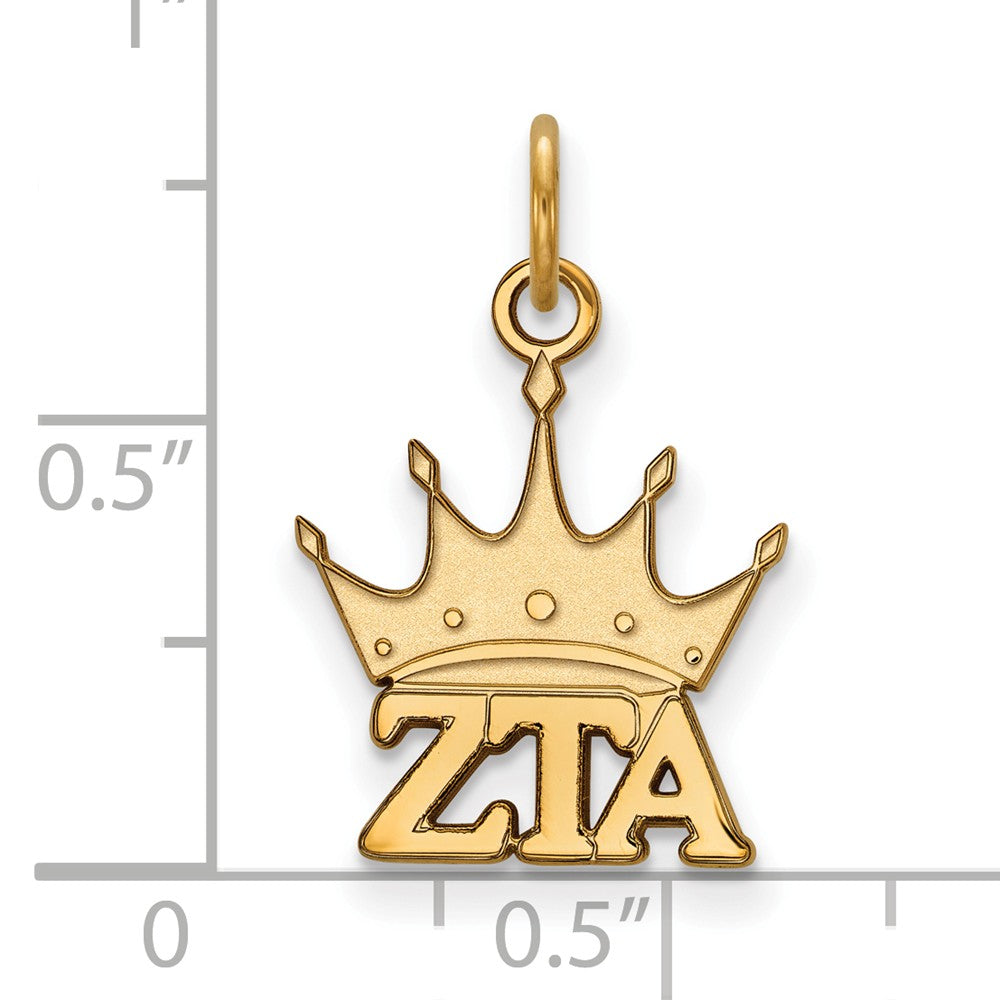 Alternate view of the 14K Gold Plated Silver Zeta Tau Alpha XS (Tiny) Charm or Pendant by The Black Bow Jewelry Co.