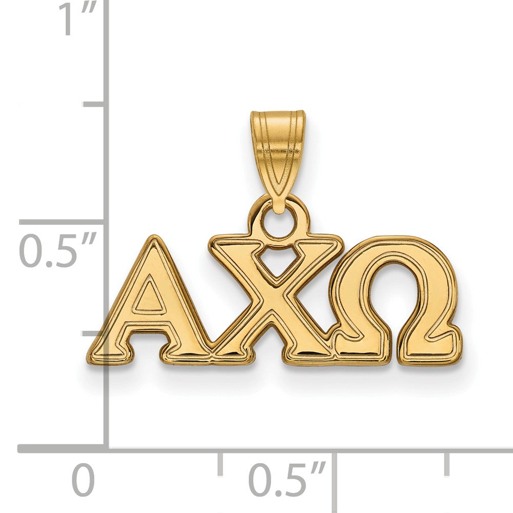 Alternate view of the 14K Plated Silver Alpha Chi Omega Small Greek Letters Pendant by The Black Bow Jewelry Co.