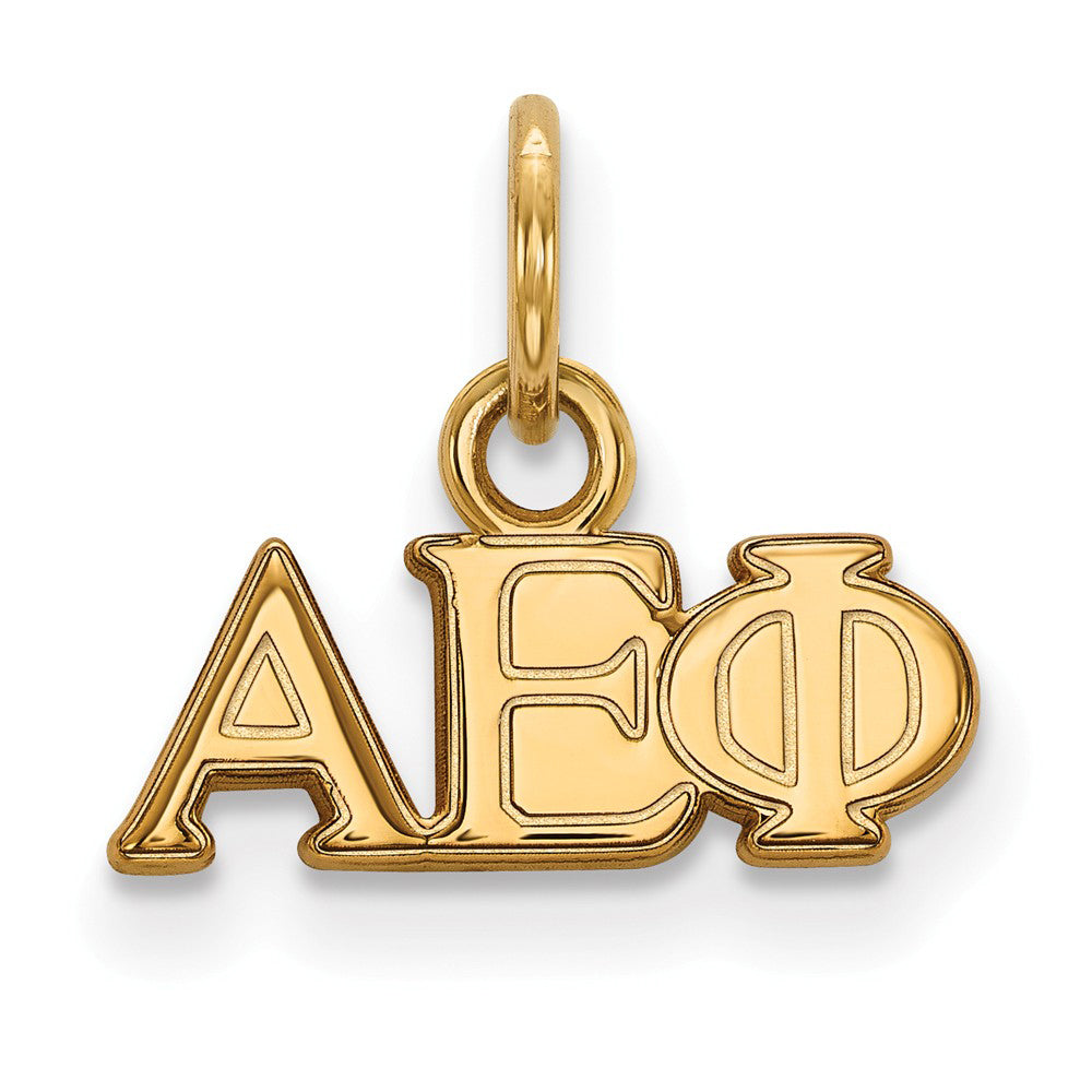 14K Gold Plated Silver Alpha Epsilon Phi XS (Tiny) Greek Letters Charm, Item P27163 by The Black Bow Jewelry Co.