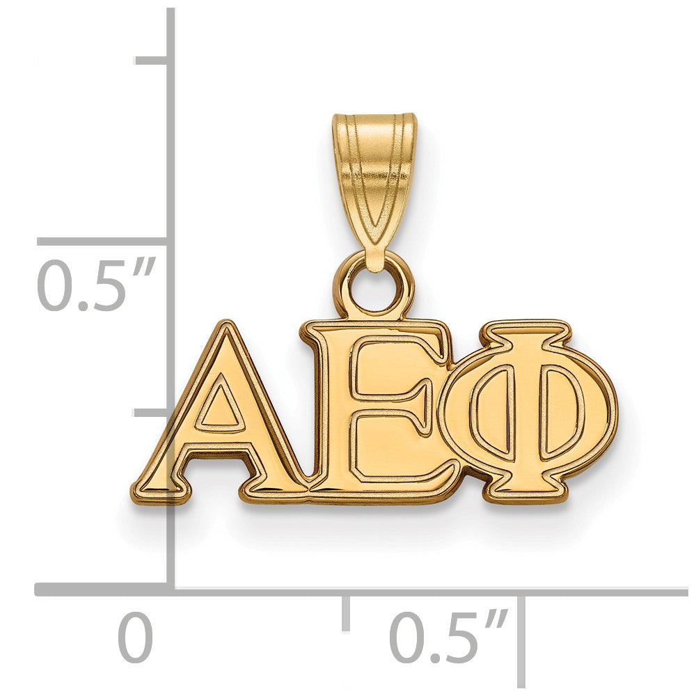 Alternate view of the 14K Plated Silver Alpha Epsilon Phi Small Greek Letters Pendant by The Black Bow Jewelry Co.