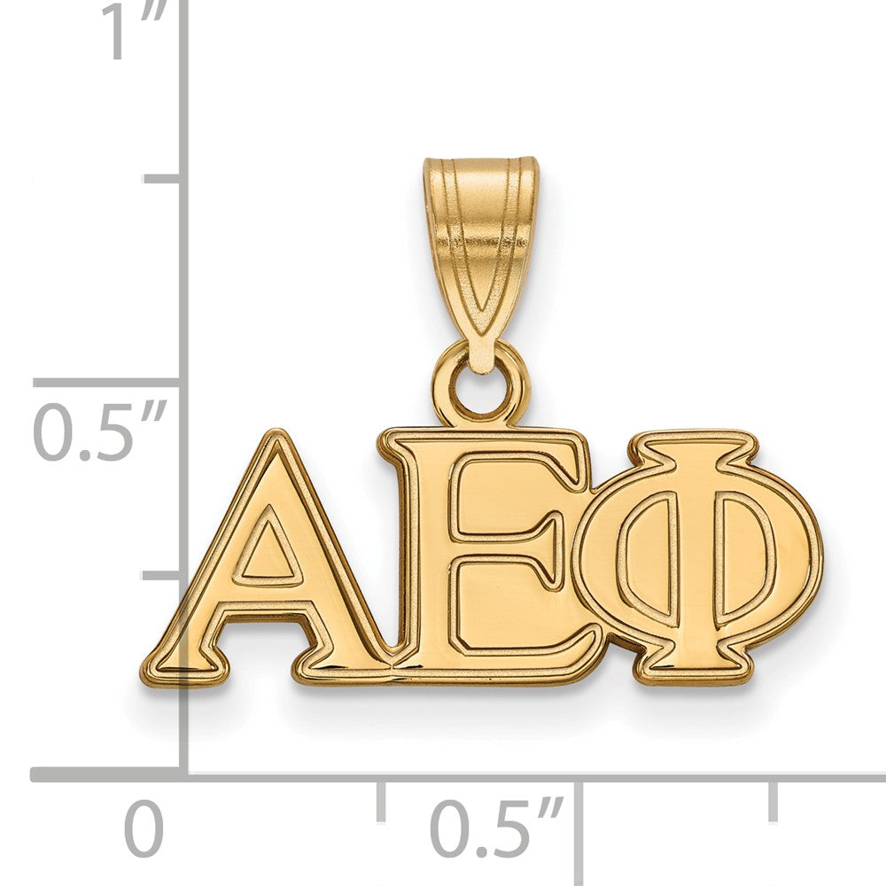 Alternate view of the 14K Plated Silver Alpha Epsilon Phi Medium Greek Letters Pendant by The Black Bow Jewelry Co.
