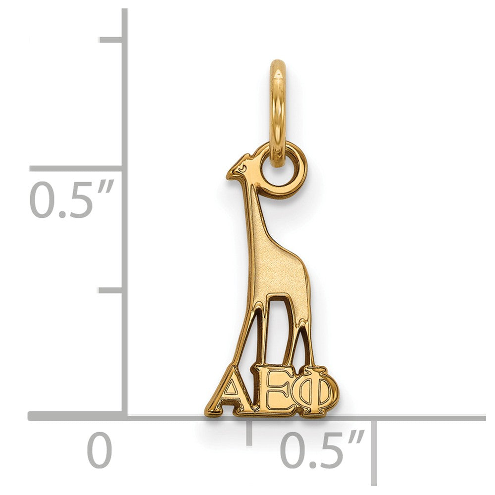 Alternate view of the 14K Gold Plated Silver Alpha Epsilon Phi XS (Tiny) Charm or Pendant by The Black Bow Jewelry Co.