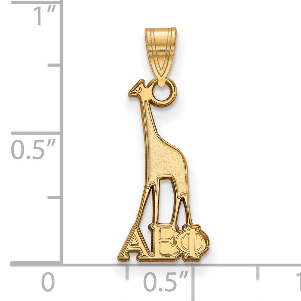 Alternate view of the 14K Plated Silver Alpha Epsilon Phi Small Pendant by The Black Bow Jewelry Co.