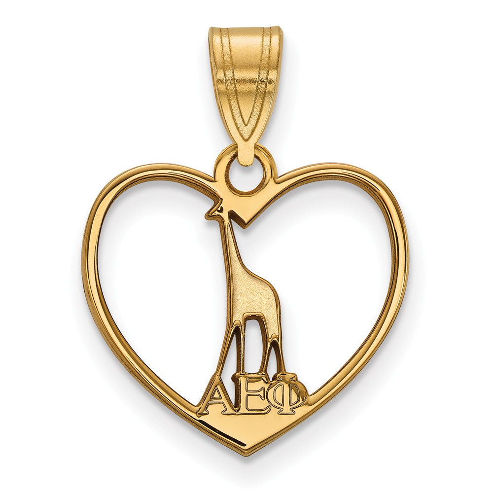 14K Plated Silver Alpha Epsilon Phi Heart Pendant, Item P27171 by The Black Bow Jewelry Co.