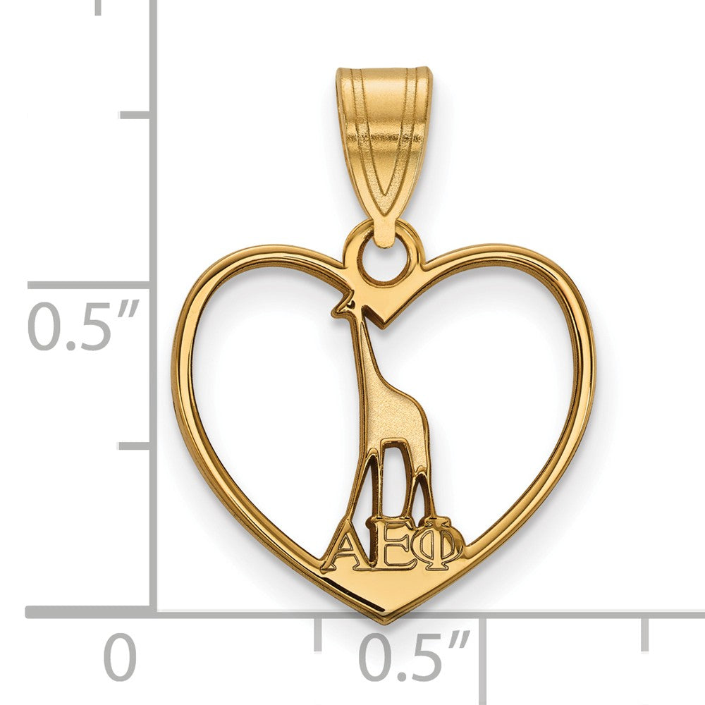 Alternate view of the 14K Plated Silver Alpha Epsilon Phi Heart Pendant by The Black Bow Jewelry Co.