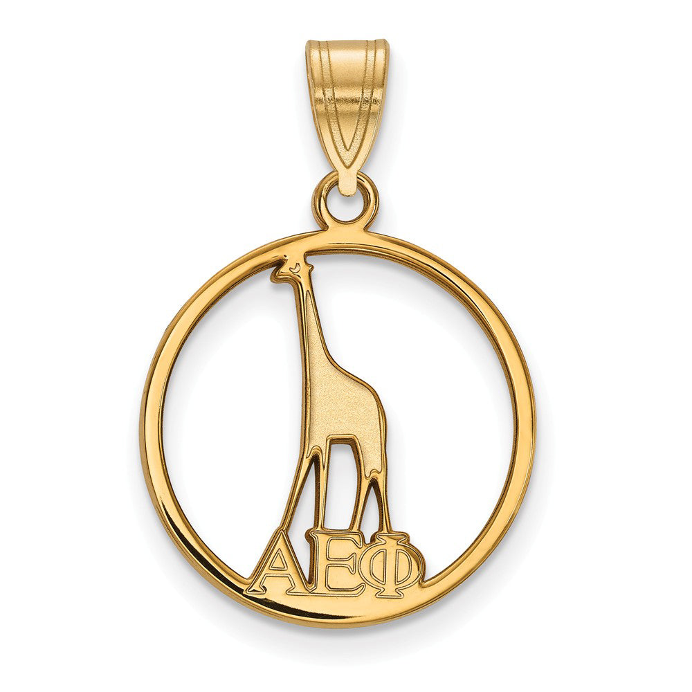 14K Plated Silver Alpha Epsilon Phi Small Circle Pendant, Item P27172 by The Black Bow Jewelry Co.