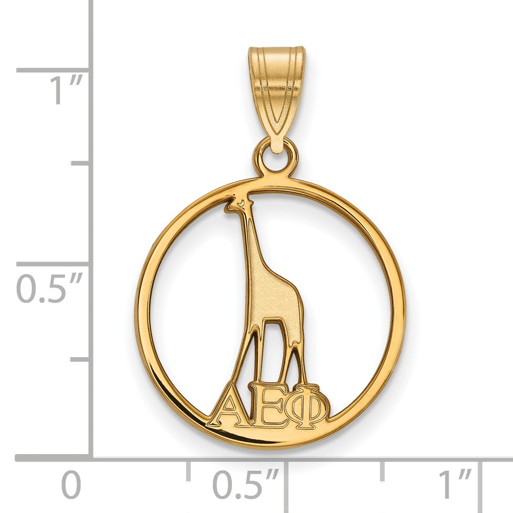 Alternate view of the 14K Plated Silver Alpha Epsilon Phi Small Circle Pendant by The Black Bow Jewelry Co.