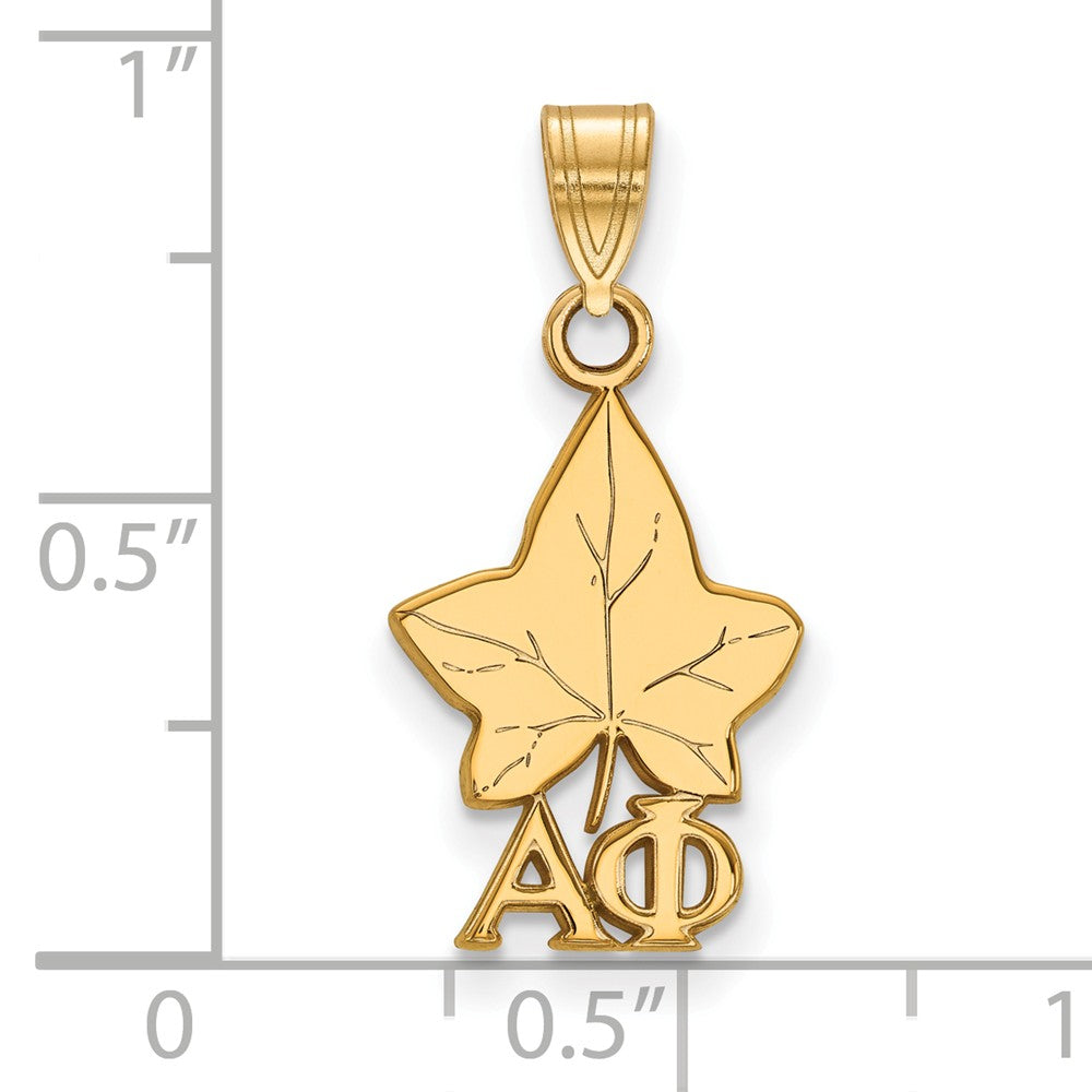 Alternate view of the 14K Plated Silver Alpha Phi Small Pendant by The Black Bow Jewelry Co.