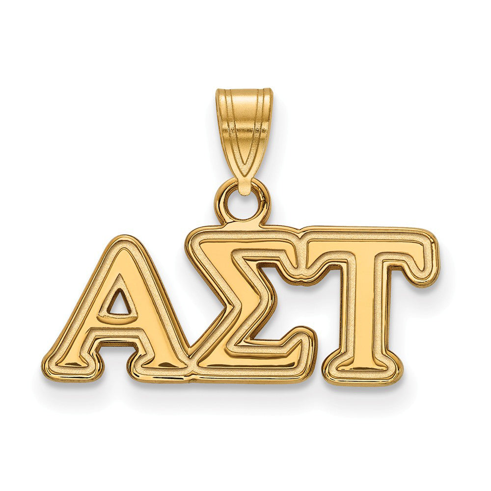 14K Plated Silver Alpha Sigma Tau Small Greek Letters Pendant, Item P27184 by The Black Bow Jewelry Co.