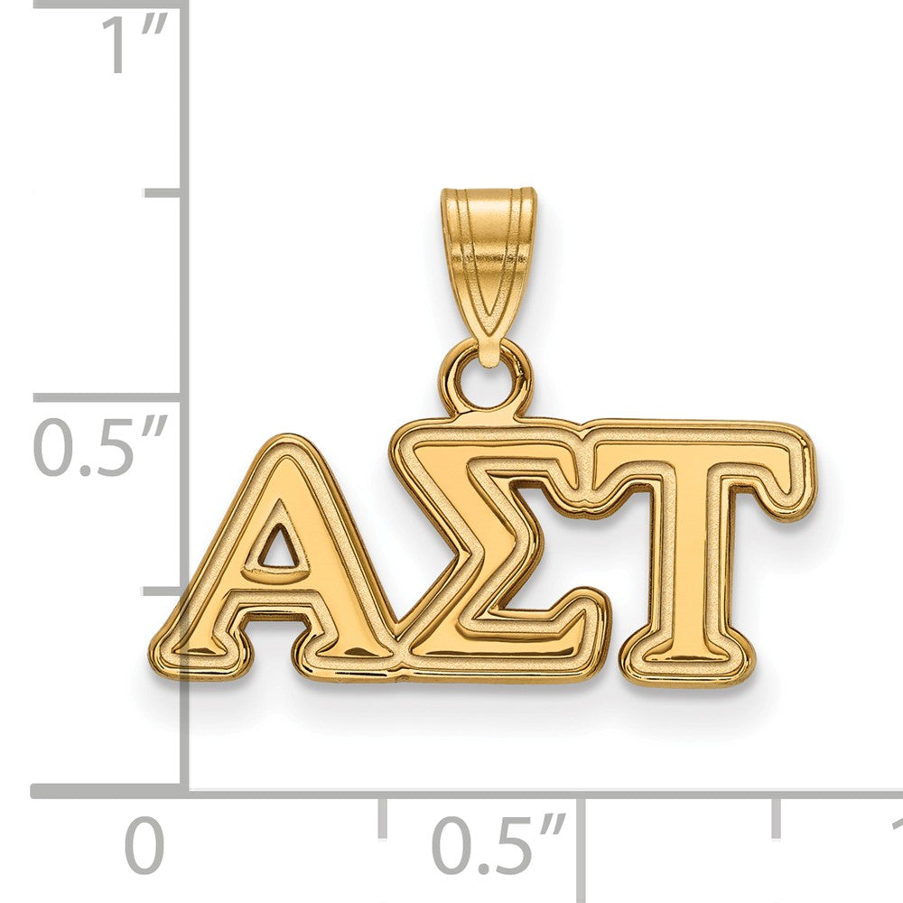 Alternate view of the 14K Plated Silver Alpha Sigma Tau Small Greek Letters Pendant by The Black Bow Jewelry Co.