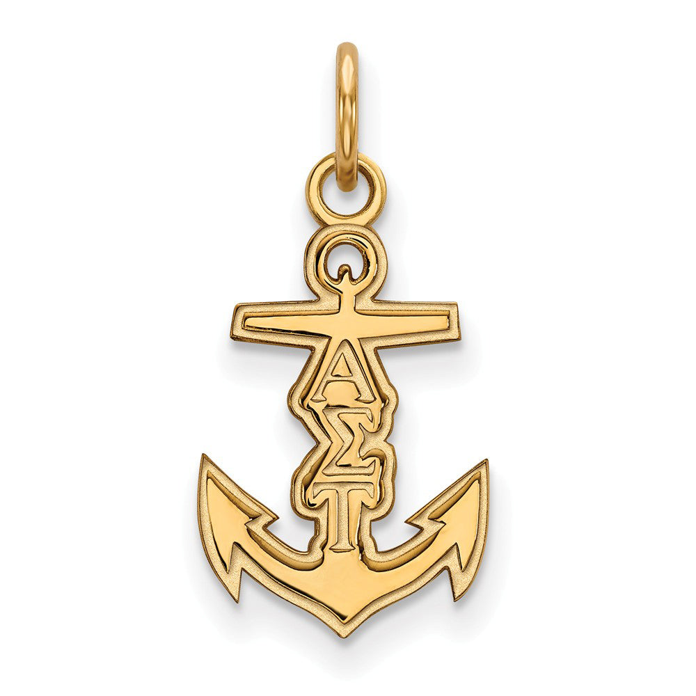 14K Gold Plated Silver Alpha Sigma Tau XS (Tiny) Charm or Pendant, Item P27188 by The Black Bow Jewelry Co.