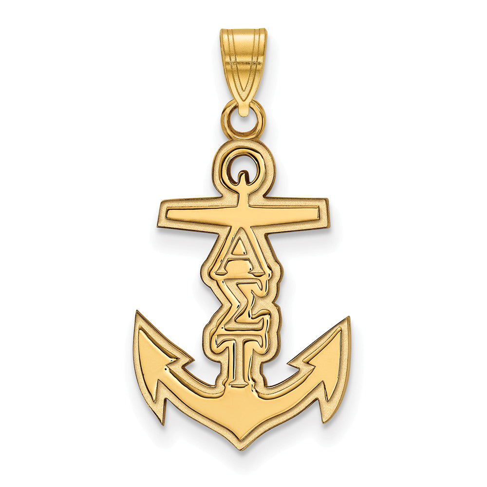 14K Plated Silver Alpha Sigma Tau Small Pendant, Item P27189 by The Black Bow Jewelry Co.