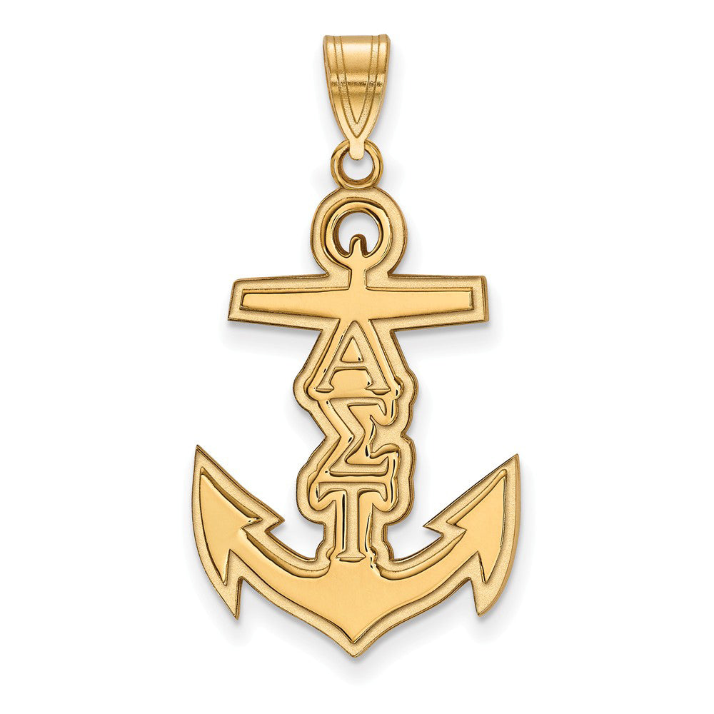 14K Plated Silver Alpha Sigma Tau Medium Pendant, Item P27190 by The Black Bow Jewelry Co.