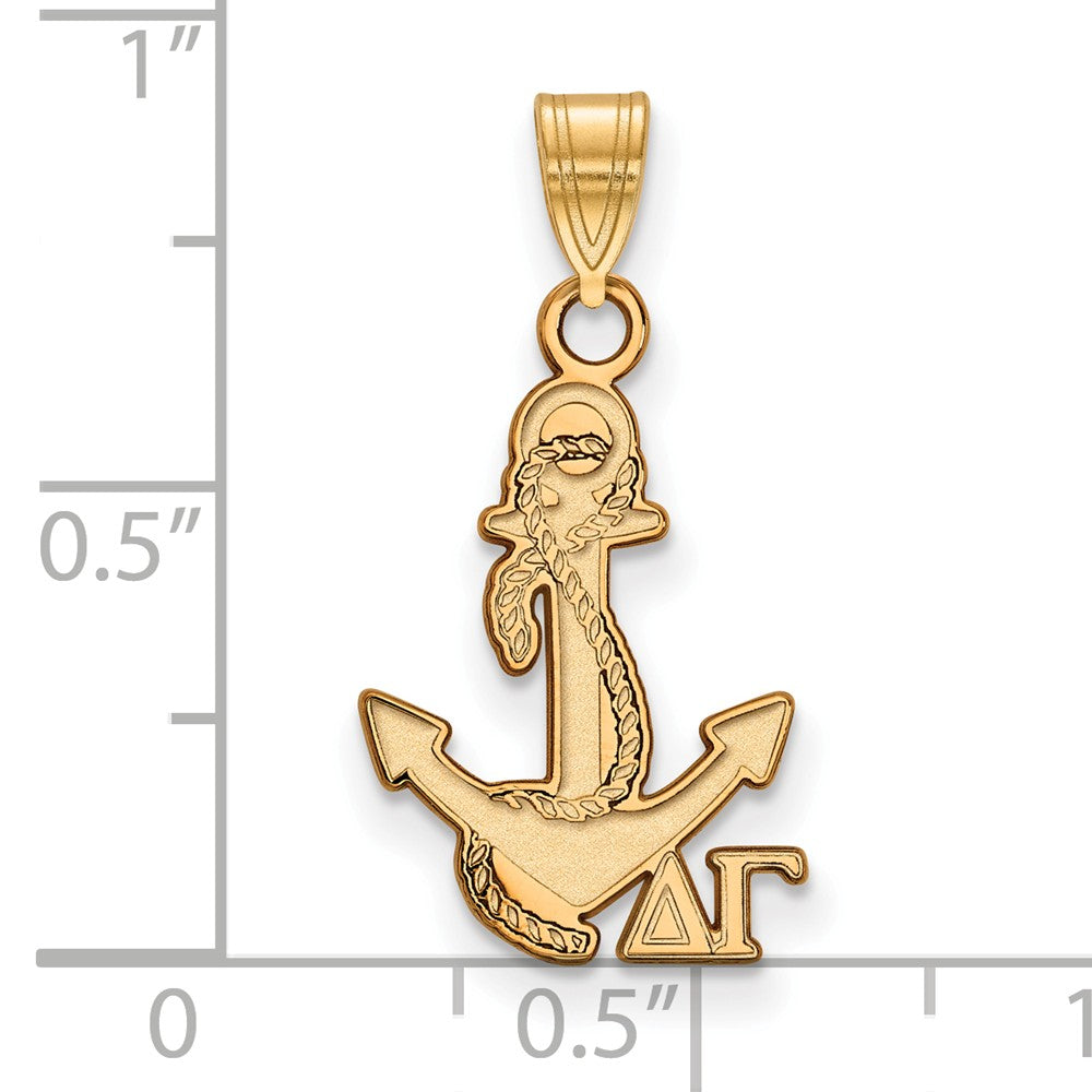 Alternate view of the 14K Plated Silver Delta Gamma Small Pendant by The Black Bow Jewelry Co.