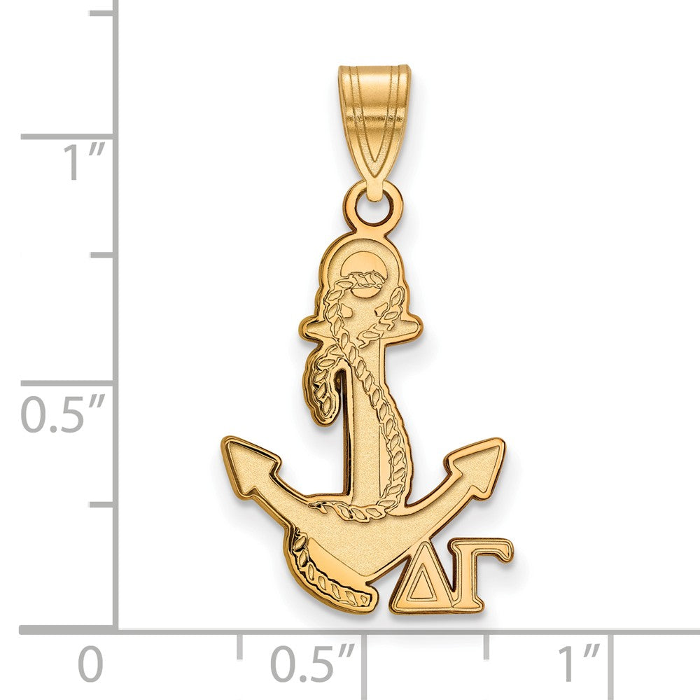 Alternate view of the 14K Plated Silver Delta Gamma Medium Pendant by The Black Bow Jewelry Co.