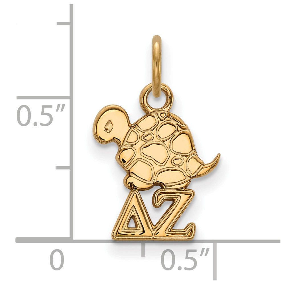 Alternate view of the 14K Gold Plated Silver Delta Zeta XS (Tiny) Charm or Pendant by The Black Bow Jewelry Co.