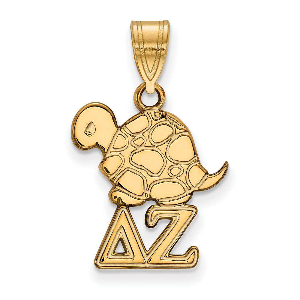 14K Plated Silver Delta Zeta Small Pendant, Item P27199 by The Black Bow Jewelry Co.