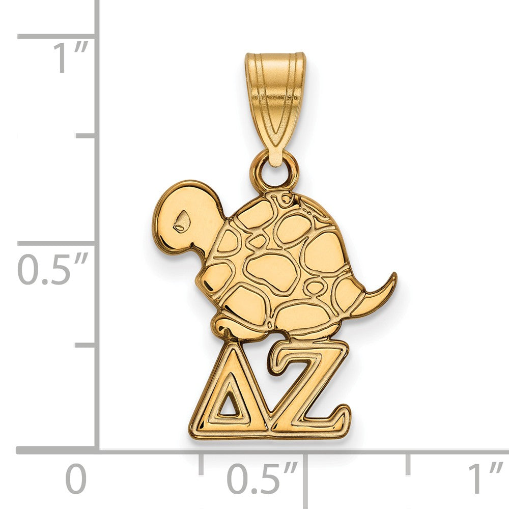 Alternate view of the 14K Plated Silver Delta Zeta Small Pendant by The Black Bow Jewelry Co.