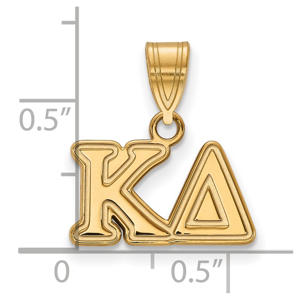 Alternate view of the 14K Plated Silver Kappa Delta Medium Greek Letters Pendant by The Black Bow Jewelry Co.