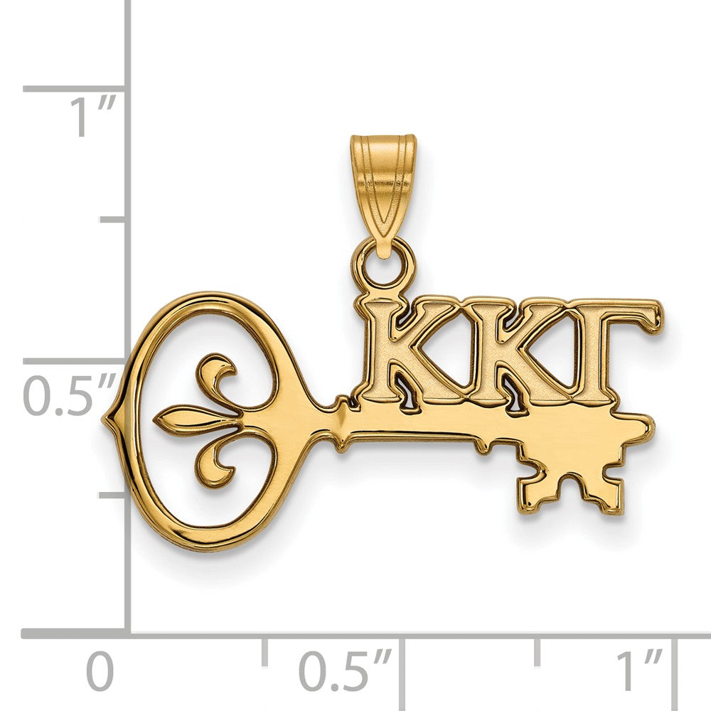 Alternate view of the 14K Plated Silver Kappa Kappa Gamma Small Pendant by The Black Bow Jewelry Co.
