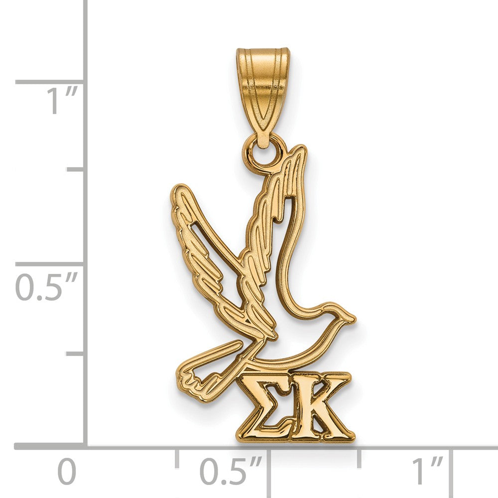 Alternate view of the 14K Plated Silver Sigma Kappa Medium Pendant by The Black Bow Jewelry Co.