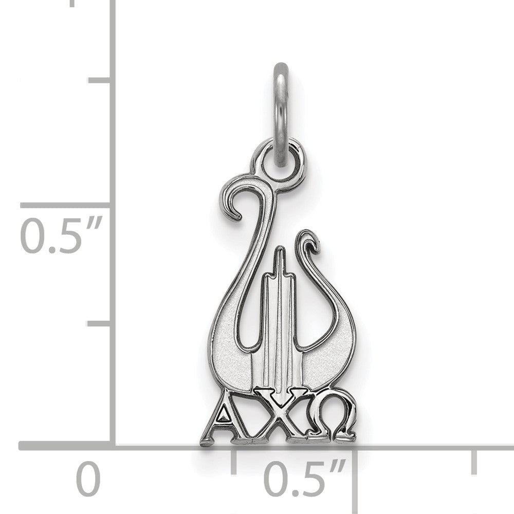 Alternate view of the Sterling Silver Alpha Chi Omega Small Pendant by The Black Bow Jewelry Co.