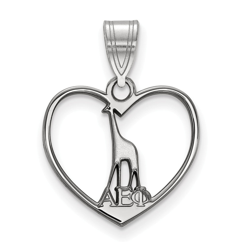 Sterling Silver Alpha Epsilon Phi Heart Pendant, Item P27253 by The Black Bow Jewelry Co.