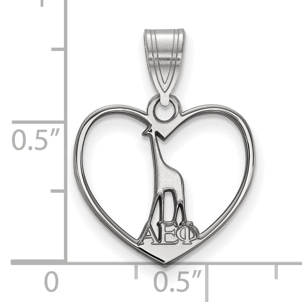 Alternate view of the Sterling Silver Alpha Epsilon Phi Heart Pendant by The Black Bow Jewelry Co.