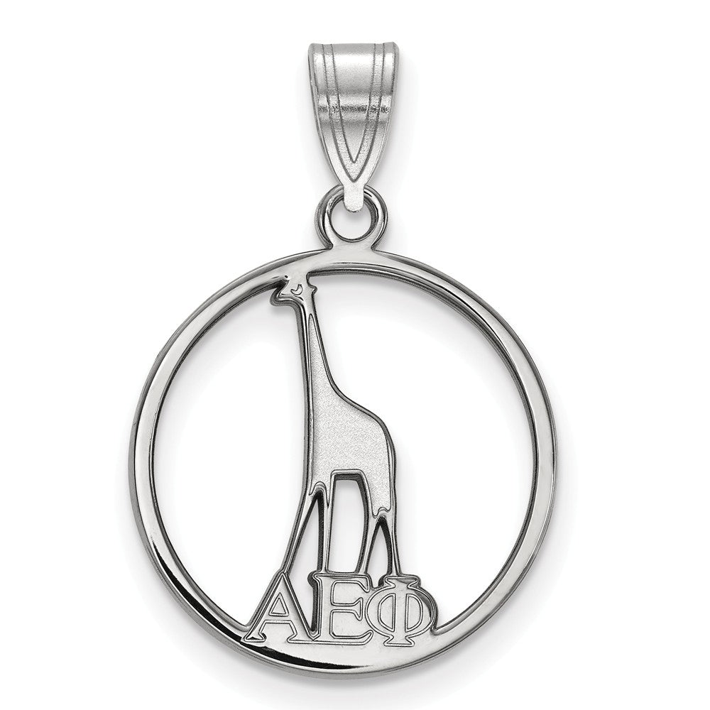 Sterling Silver Alpha Epsilon Phi Small Circle Pendant, Item P27254 by The Black Bow Jewelry Co.