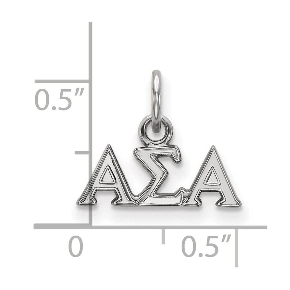 Alternate view of the Sterling Silver Alpha Sigma Alpha XS (Tiny) Greek Letters Charm by The Black Bow Jewelry Co.