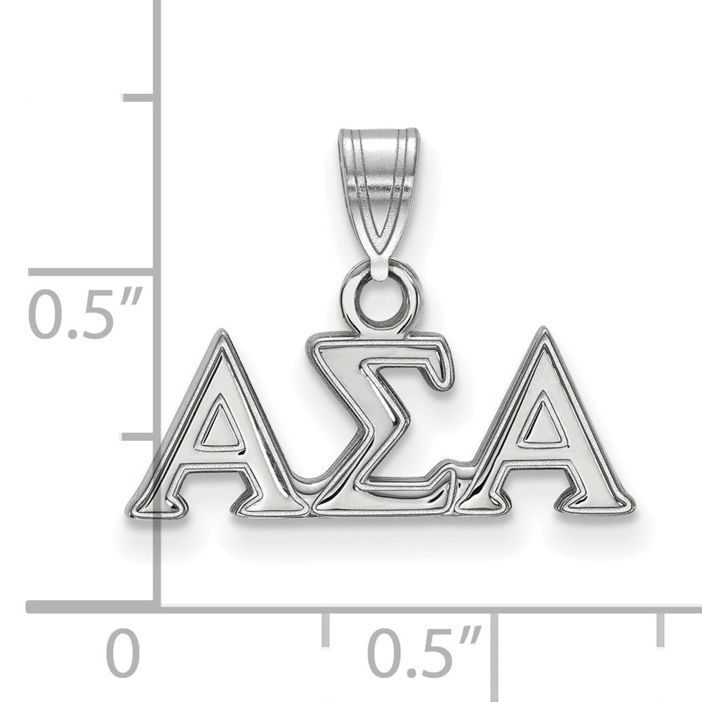 Alternate view of the Sterling Silver Alpha Sigma Alpha Small Greek Letters Pendant by The Black Bow Jewelry Co.